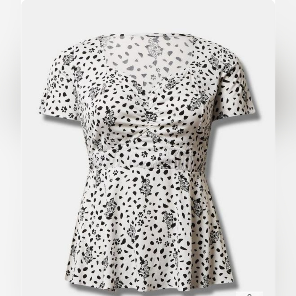 Disney Villains Cruella Peplum Stretch Challis Blouse - Picture 1 of 8